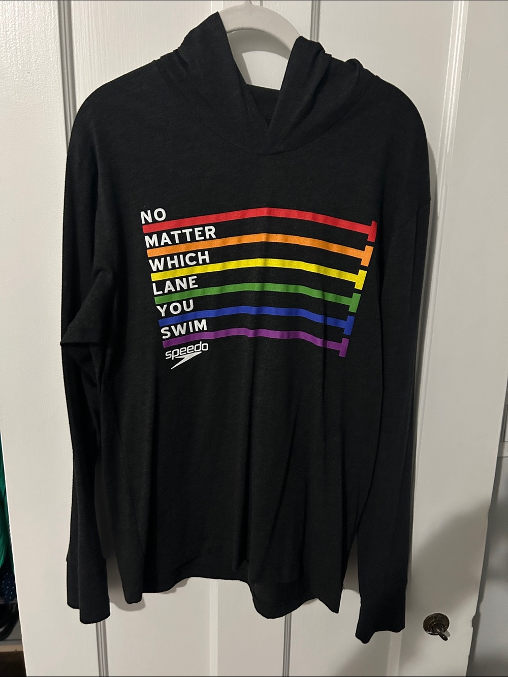 Speedo Grey Crewneck Sweater with Rainbow Stripe Graphic